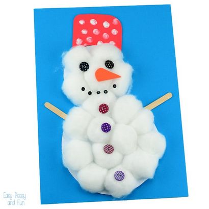 Boule de coton Bonhomme de neige Craft - Easy Peasy et Fun