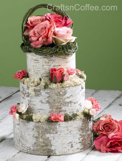 Créer une jolie décoration de mariage bricolage Faire cuire - une pièce en écorce de bouleau gâteau, artisanat - n Café