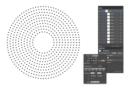 Créer des cercles en pointillés dans Illustrator - Conception graphique Stack Exchange