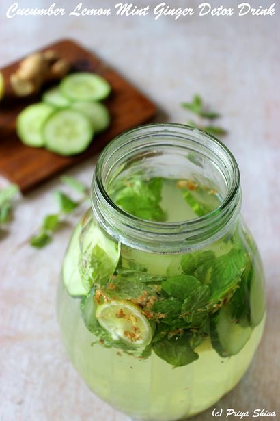 Cucumber Lemon Mint Ginger Detox Getränk - PRIYA KITCHENETTE