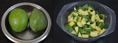 Couper Mango Pickle Easy Mango Pickle Raw Recette-Aam ka achaar-Manga Oorugai, Padhuskitchen