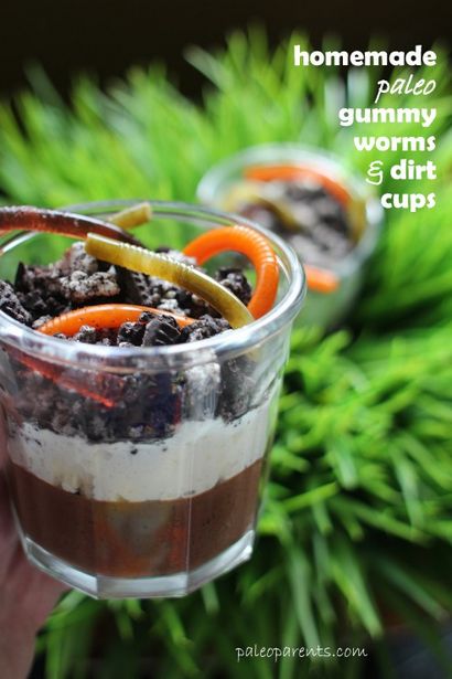 Schmutz Pudding Cups mit Hausgemachte Gummy Worms