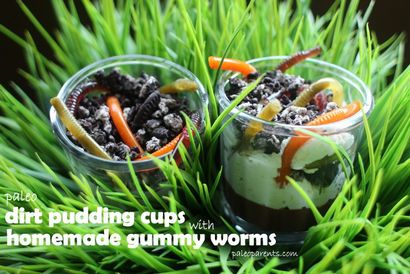 Schmutz Pudding Cups mit Hausgemachte Gummy Worms