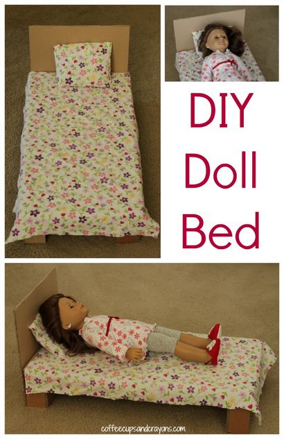 DIY lit Fille American Doll, tasses de café et crayons de couleur