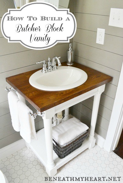 DIY Butcher Block Vanity - Sous mon coeur