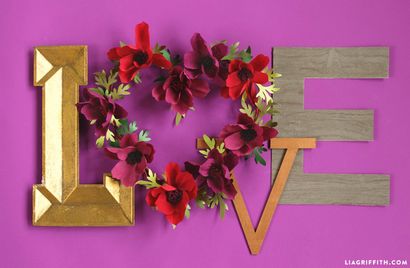 Bricolage Fleur Coeur Couronne Tutoriel avec des fleurs en papier