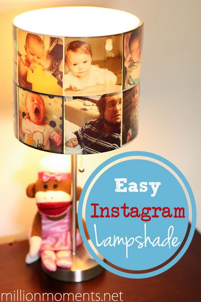 DIY Lampshade mit aufgedrucktem Instagram Fotos Nursery Umarbeitung