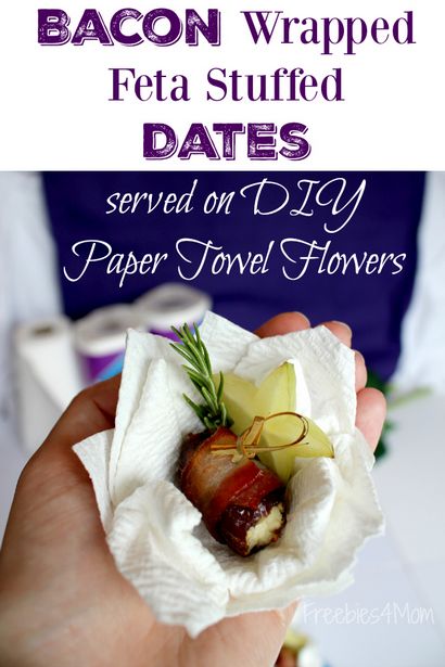 DIY Papiertuch-Blumen und mein Speckmantel Feta gefüllten Datteln Rezept