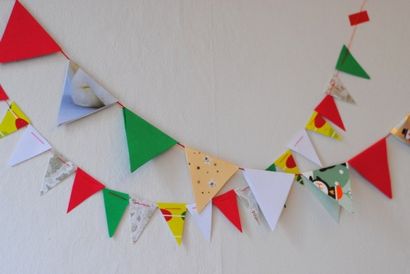 DIY Recycler les cartes de Noël Les l'année dernière dans une guirlande colorée Bunting, Inhabitat - Green Design,