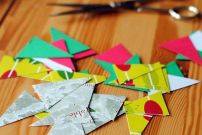 DIY Recycler les cartes de Noël Les l'année dernière dans une guirlande colorée Bunting, Inhabitat - Green Design,