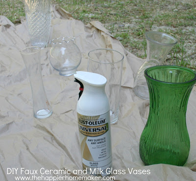 DIY blanc Faux céramique et lait Vases en verre, la plus heureuse Homemaker