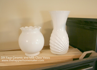 DIY blanc Faux céramique et lait Vases en verre, la plus heureuse Homemaker