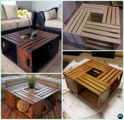 Bricolage Bois Crate Table basse gratuit Plans Instructions image