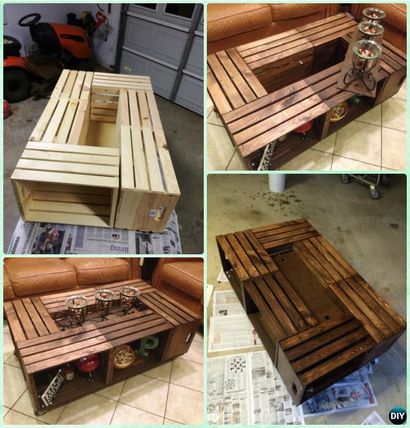 Bricolage Bois Crate Table basse gratuit Plans Instructions image