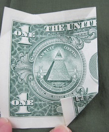 Dollar Bill Origami Coeur