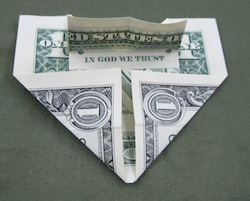 Dollar Bill Origami Coeur