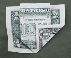 Dollar Bill Origami Coeur