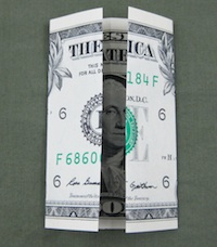 Dollar Bill Origami Coeur