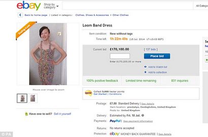 Kleid aus 24k LOOM BANDS verkauft auf eBay für £ 170k, Daily Mail Online