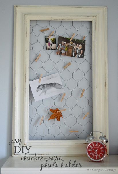 Facile bricolage poulet fil Porte-photo d'un cadre Thrifted