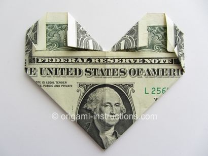 Faltanleitung Easy Money Origami Herz - Wie man Dollarschein Origami Herz