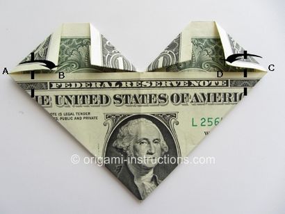 Faltanleitung Easy Money Origami Herz - Wie man Dollarschein Origami Herz