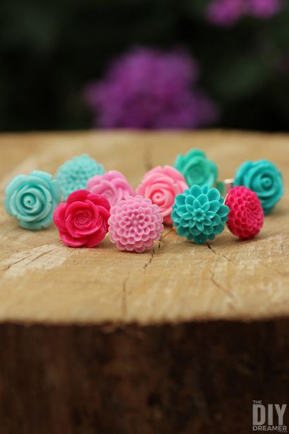 Facile à faire des bagues Comment faire de bricolage fleurs cabochons Anneaux