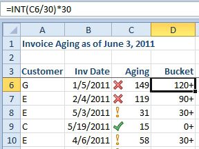 Excel Calculer le vieillissement à recevoir