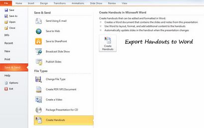 Grandes lignes d'exportation PowerPoint à un document Microsoft Word