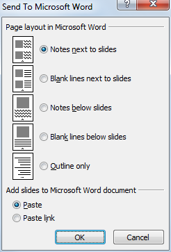 Grandes lignes d'exportation PowerPoint à un document Microsoft Word