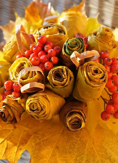 Fallblatt crafts - Wie Rose Bouquet aus Ahornblätter machen
