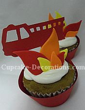 Feuerwehrauto Kuchen-Dekorationen und Fire Theme Toppers