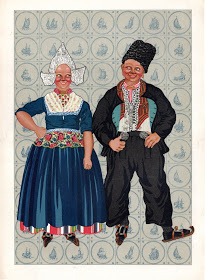 Costume traditionnel - broderie Costume de Volendam, Hollande du Nord, Pays-Bas