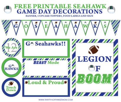 Day Party Seahawks gratuit Jeu Printables pour la planification - Décorer à votre fête! Thrifty NW Mom