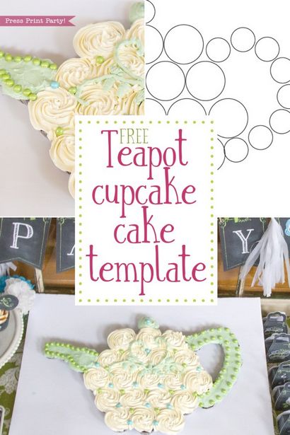 Gratuit Teapot petit gâteau gâteau modèle et Tutorial par Appuyez sur Impress Party!
