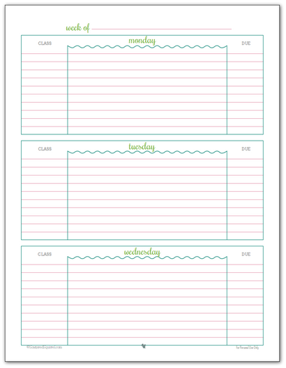 Se préparer pour la rentrée scolaire - Planificateur étudiant Printables