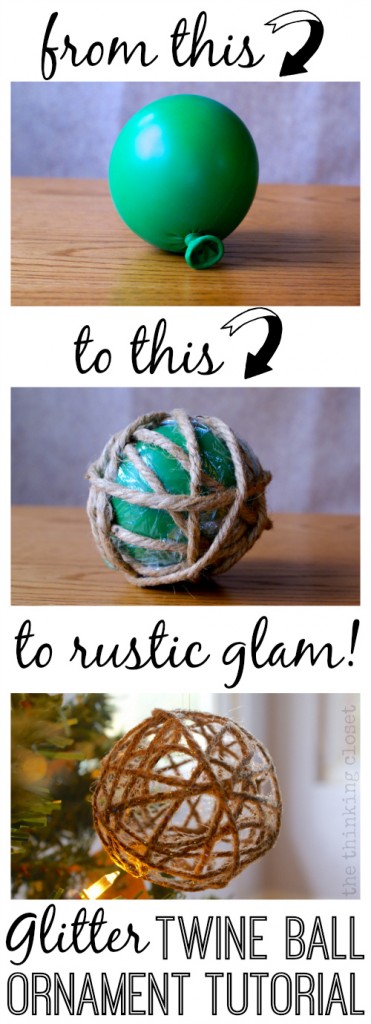 Glitter Twine Ball Ornament Tutorial