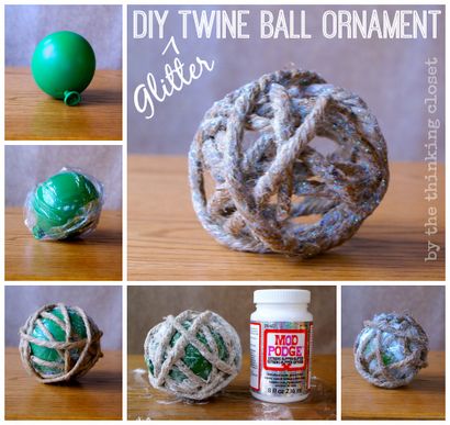 Glitter Twine Ball Ornament Tutorial