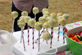Vert Gourmet girafe Toadstool gâteau d'anniversaire, cake pops et faire la fête dans le parc