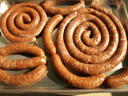 Selbst gemachte Linguica portugiesische Wurst, Küchenräume