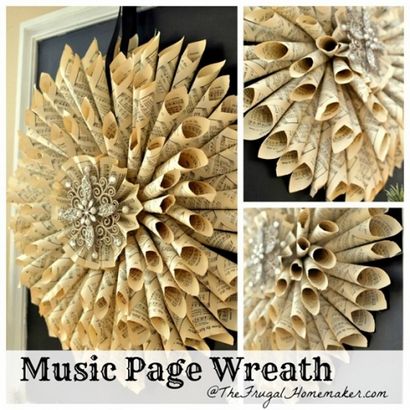 Maison Vintage Music Book Page Wreath - Le Frugal Homemaker