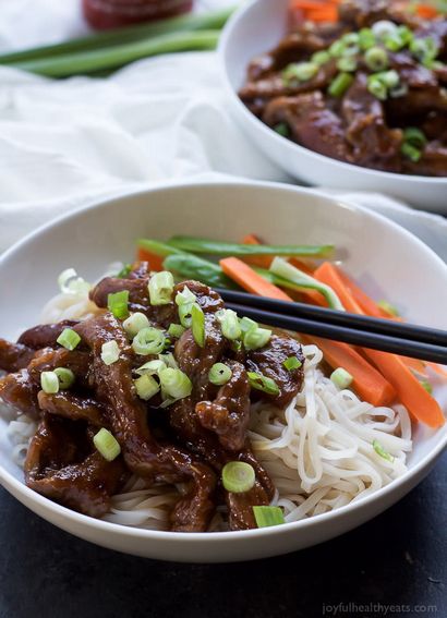 Honig Sriracha mongolisches Rindfleisch mit Reisnudeln, Mongolian Beef Rezept