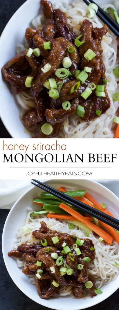 Honig Sriracha mongolisches Rindfleisch mit Reisnudeln, Mongolian Beef Rezept
