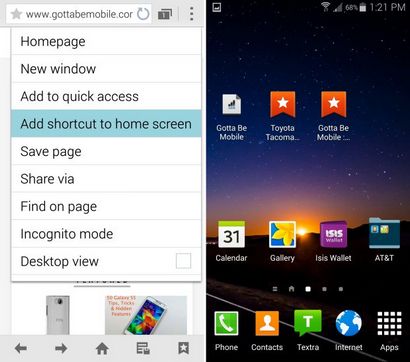 Wie ein Lesezeichen auf den Galaxy S5 Homescreen hinzufügen