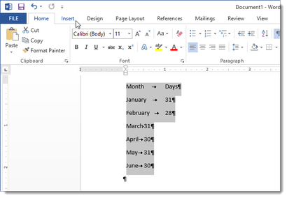 Comment convertir un texte à une table et un tableau en texte dans Word 2013