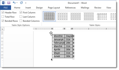 Comment convertir un texte à une table et un tableau en texte dans Word 2013