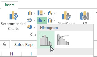 Comment créer Excel 2016 - Chart Histogramme statistique de