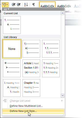 Comment créer des titres numérotés ou la numérotation des lignes dans Word 2007 et Word 2010