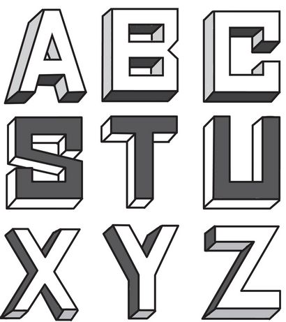 Comment dessiner des lettres bloc 3D - Dessin 3 lettres Bubble dimensionnels ombres Tutorial - Comment