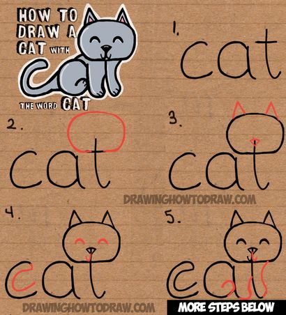 Comment dessiner un chat du mot chat facile Tutoriel de dessin pour les enfants - Comment dessiner étape par étape
